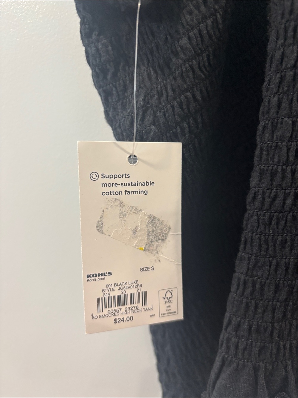 Black Smocked Tank Top - Picture 3 of 3